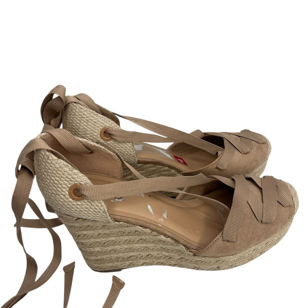 INC International Concepts Merryy Espadrille Wedges Size 8.5 Dark Almond Tan EUC - Picture 5 of 14
